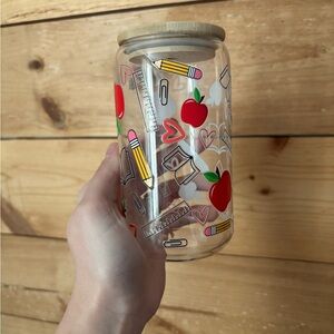 School Supplies Themed Glass Jar